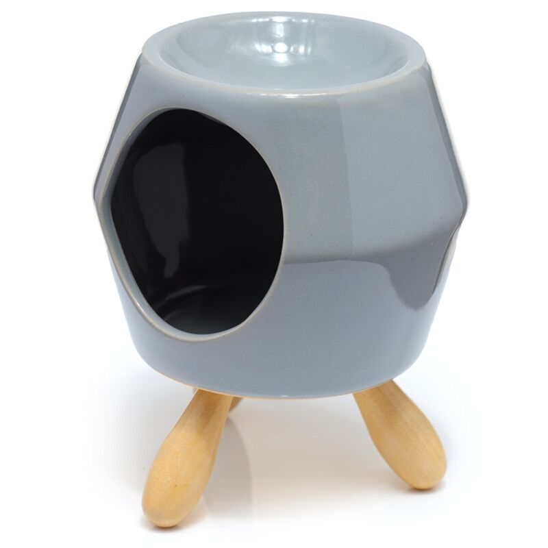 Brûle-parfum abstrait gris en céramique avec base