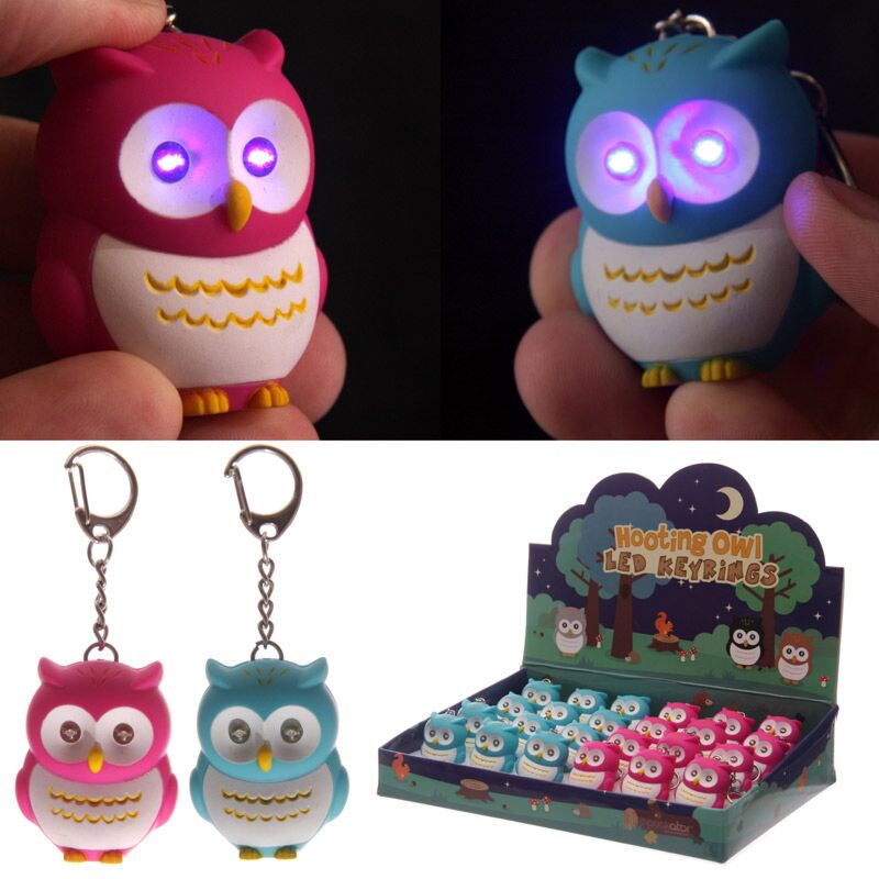 Porte-clés hibou appelant rose bleu brillant
