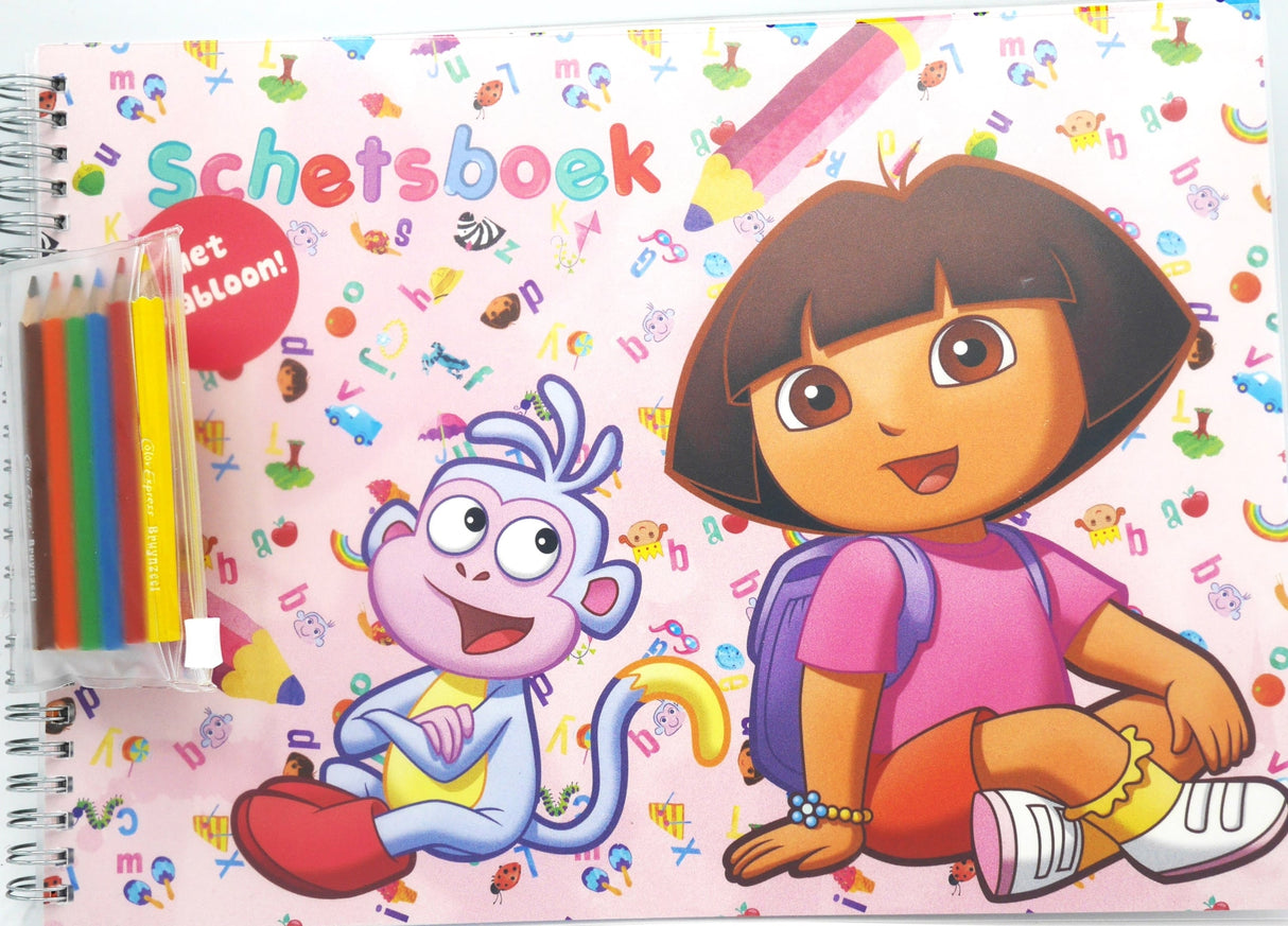 Bongers toy Dora et Diego carnet de croquis avec 6 crayons de couleur et modèle de dessin