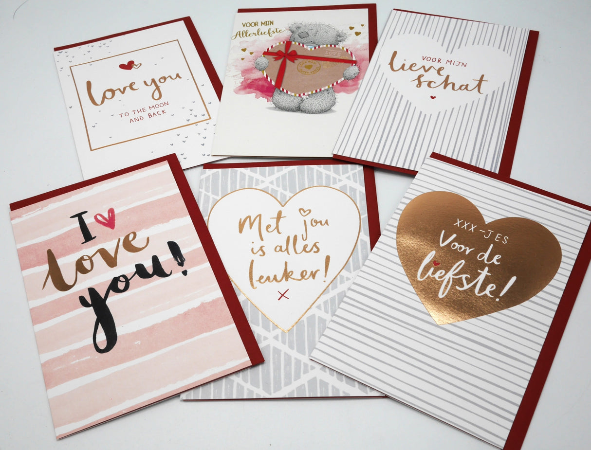 6 cartes de Saint Valentin ensemble de 6 cartes d'amour différentes