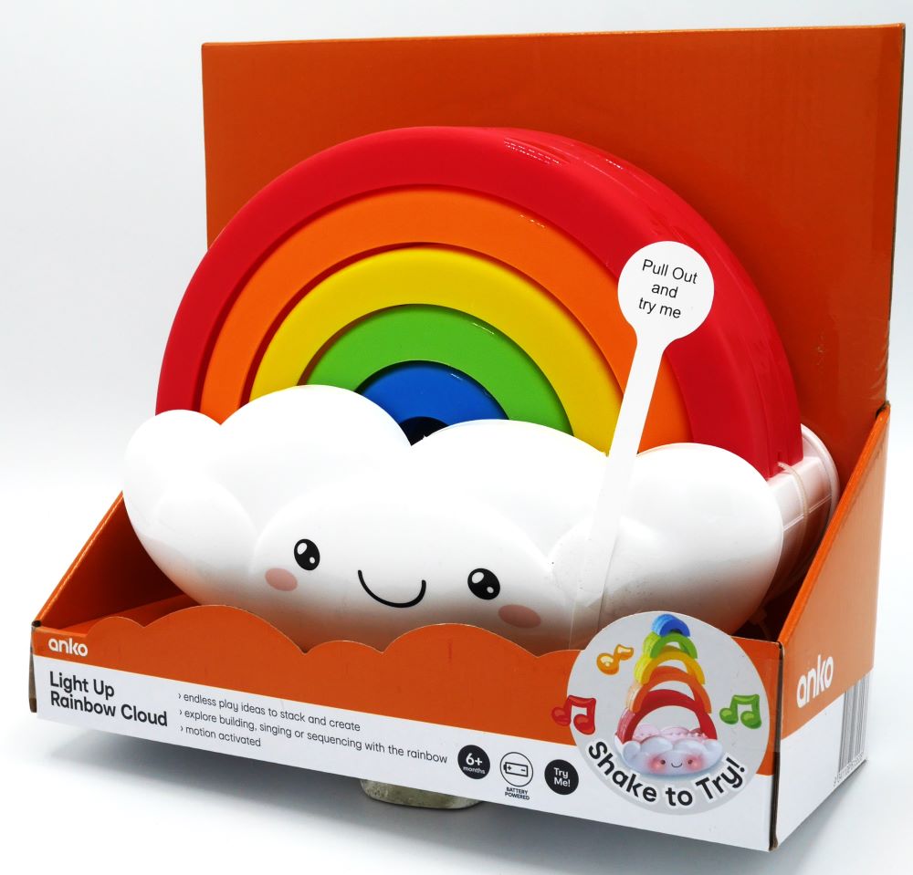 Playgo - nuage arc-en-ciel lumineux et sonore avec pile d'arches
