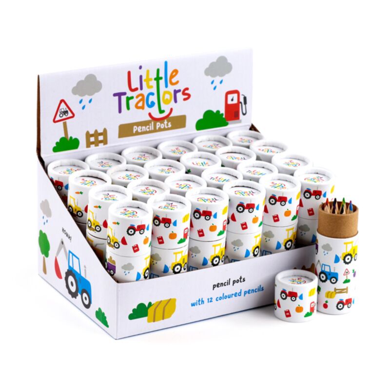 Petits tracteurs - tube à dessin 12 crayons de couleur
