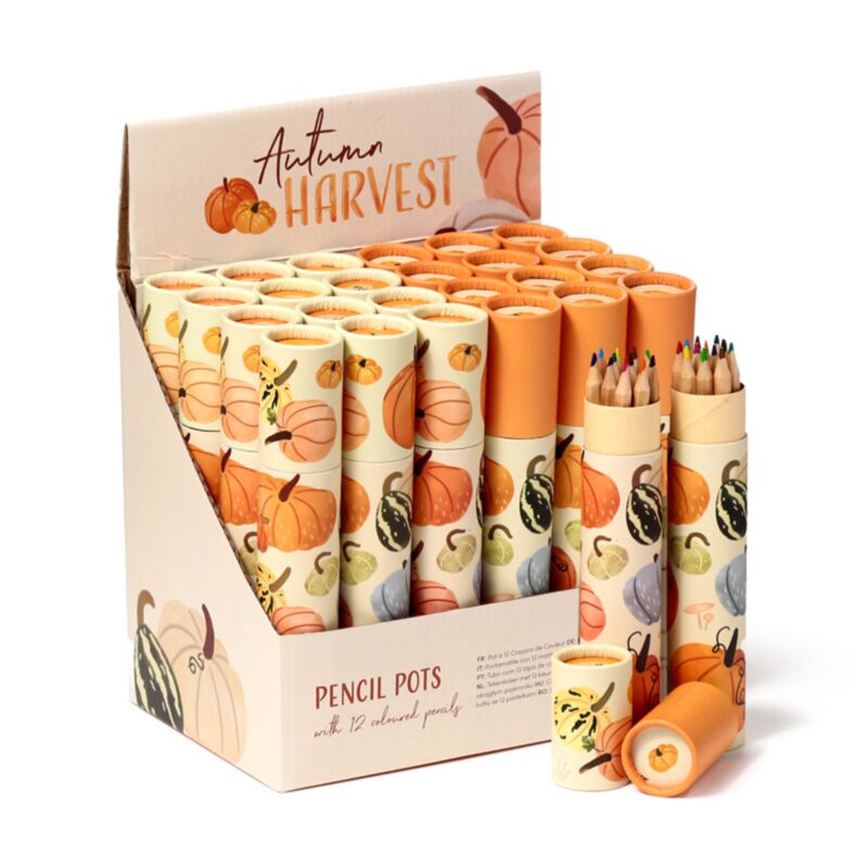 Récolte d'automne grand tube à dessin 12 crayons de couleur