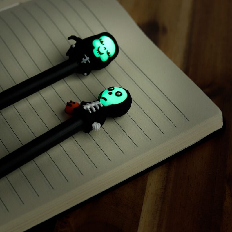 Stylo fineliner phosphorescent fantômes squelettes - noir
