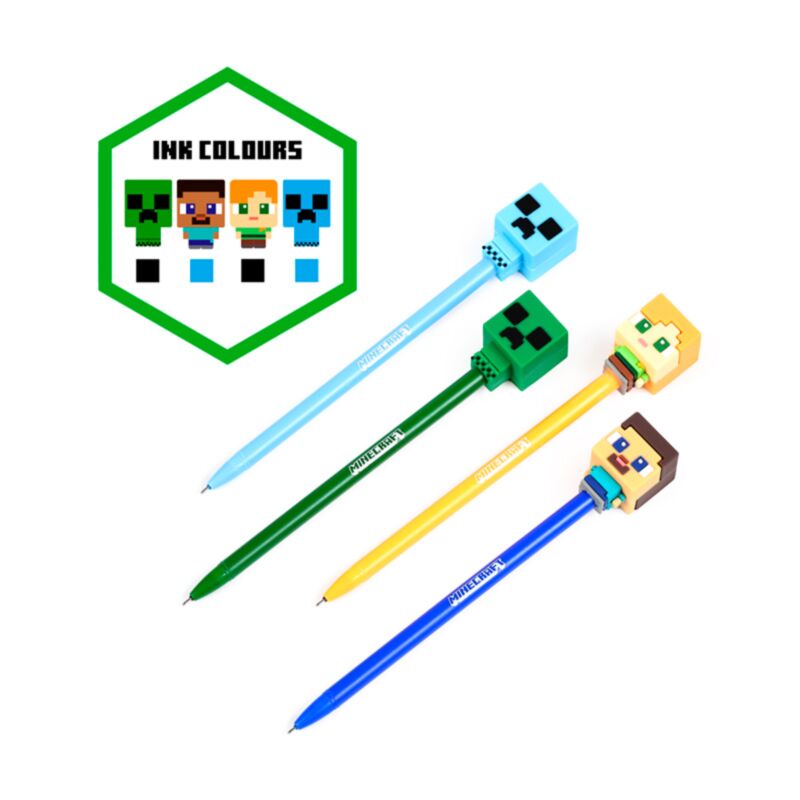 Union lot de 4 stylos effaçables minecraft chibi top