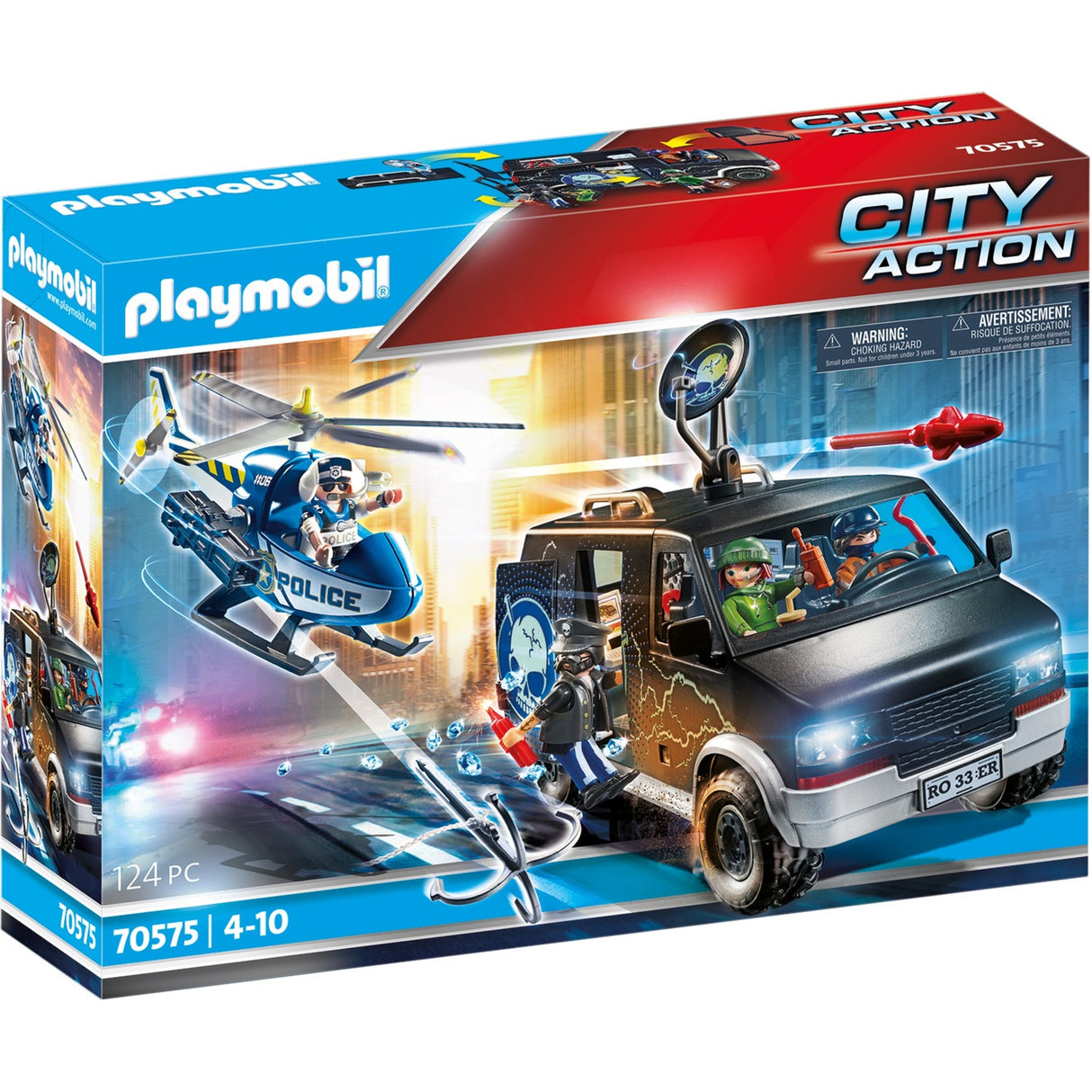 Playmobil Playmobil City Action Police Hélicoptère: poursuite de