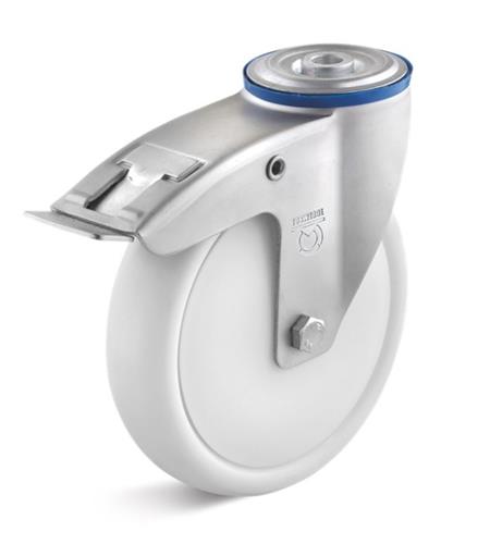 Roulette pivotante Torwegge avec frein polypropylène ø100 fixation par boulon en plastique