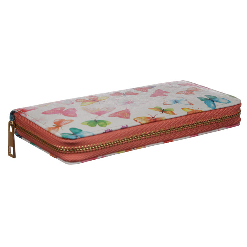 Portefeuille zippé rond papillon - grand