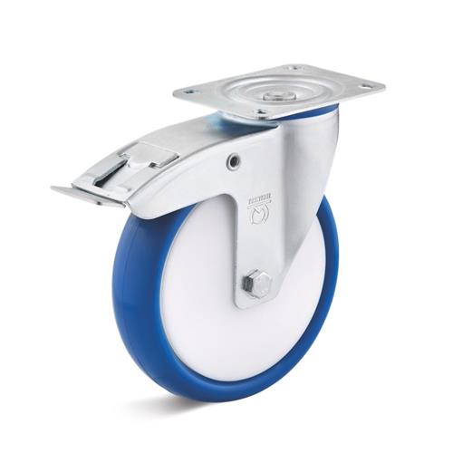 Roulette pivotante Torwegge avec frein PU ø100 plastique