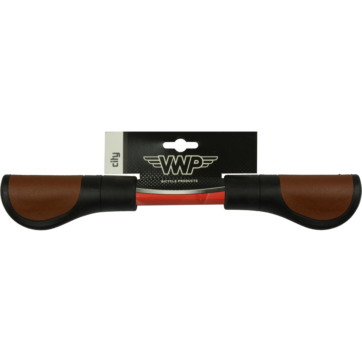 Poignées de vélo VWP - Cuir, 11,5 cm, marron noir