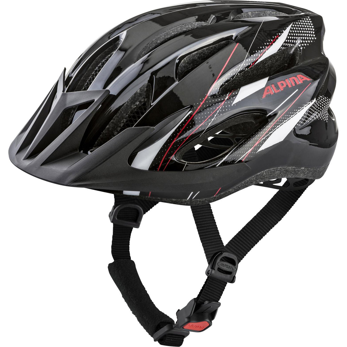 Alpina casque vtt sport vtt17 54-58 noir brillant blanc rouge