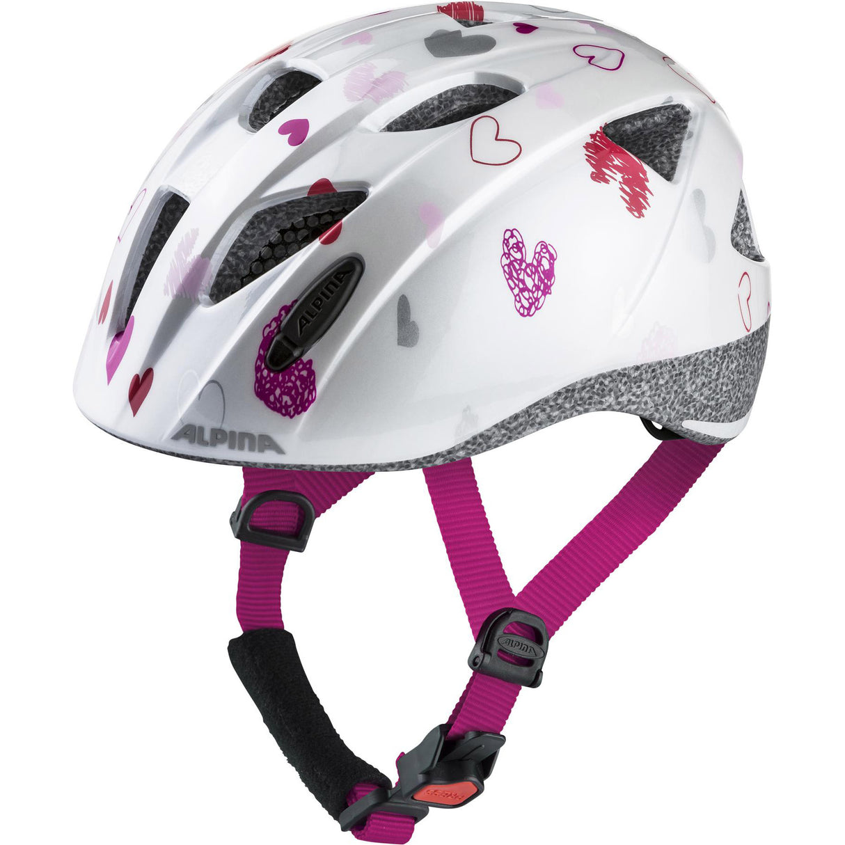 Olympic sportswear alpina sports casque pour enfants ximo coeurs blancs 49-54 brillant