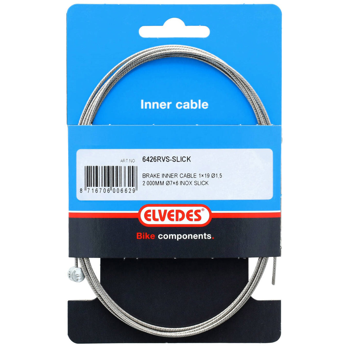 Elvedes cable systems bv elvedes câble intérieur de frein 2000 mm en acier inoxydable lisse, raccord en T de 1,5 mm