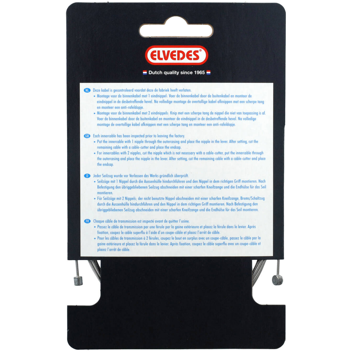 Elvedes Link câble intérieur 2250 mm acier inoxydable �1,25 mm n T-nipple