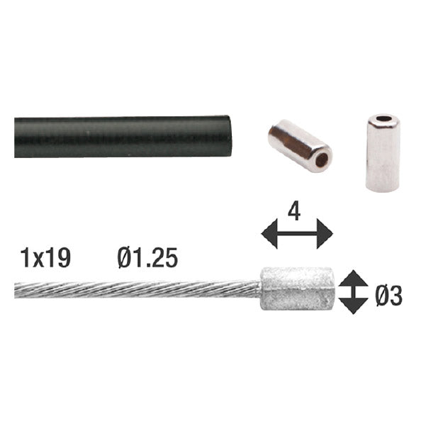 Elvedes Gas Cable Universal 1700 mm 2250 mm Black galvanisé (sur carte)
