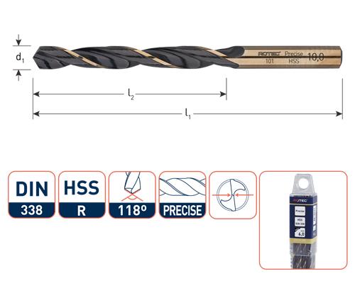 Rotec foret hélicoïdal hss précis 9,9mm