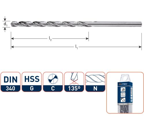 Foret hélicoïdal Rotec din340n.4,0 mm de long