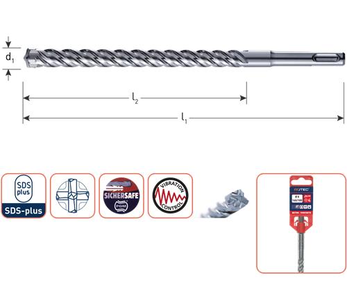 Rotec marteau perforateur sds+ 'zentro' 4 dents 6,0x150 210 mm - 2020602
