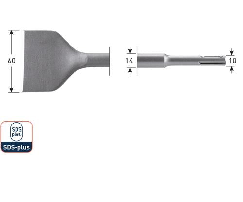 Burin plat Rotec sds 60x250mm