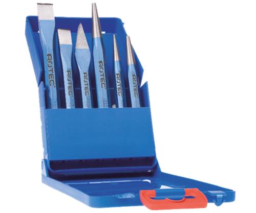 Jeu de burins à froid Rotec 6 pièces en cassette