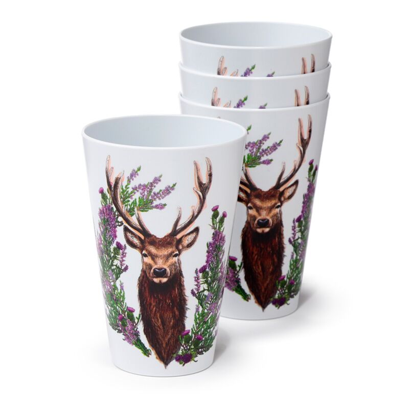 Cerf sauvage lot de 4 gobelets pique-nique en rpet durable 450ml