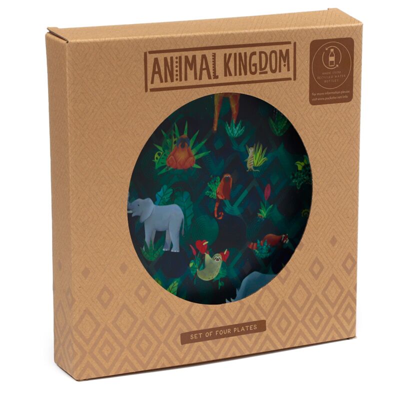 Ensemble Animal Kingdom de 4 assiettes de pique-nique en rpet durable