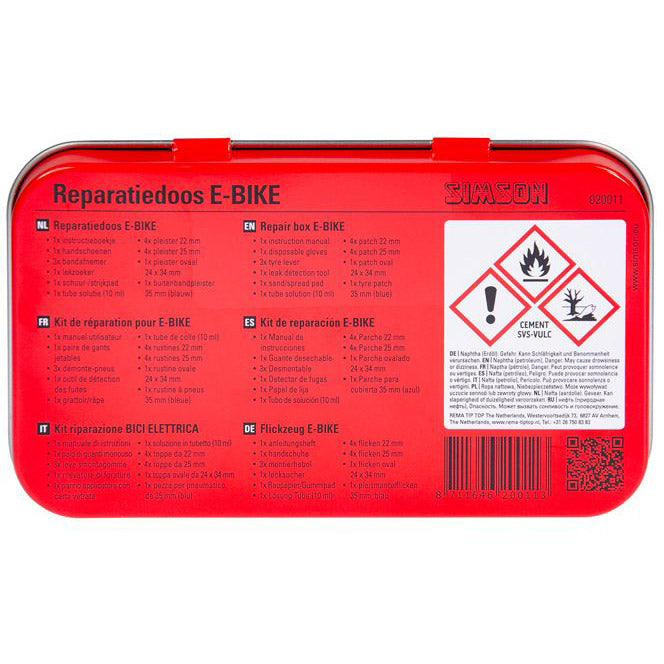 Boîte de réparation Bike en aluminium Blanc rouge 14 pièces