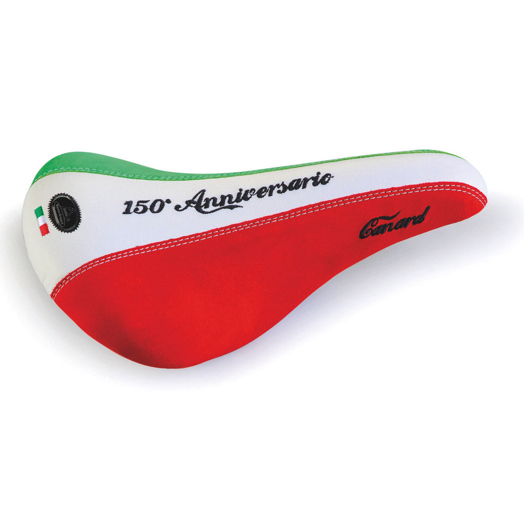 Selle Monte Grappa Monte Grappa Saddle Canard 150 Anni. Italie en cuir rouge blanc gr.