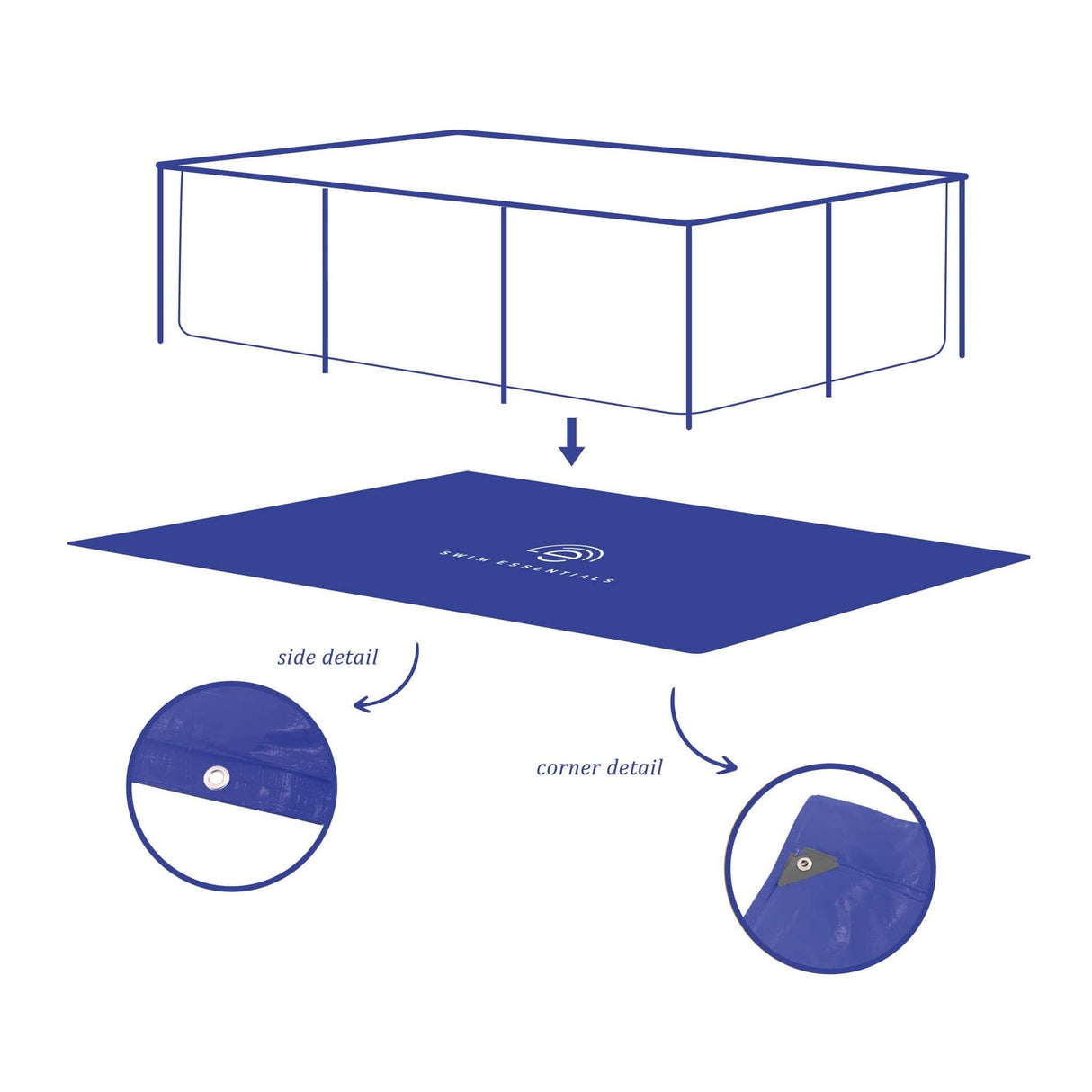 Élégance | Tapis de sol bleu foncé pour piscine 260x160 cm