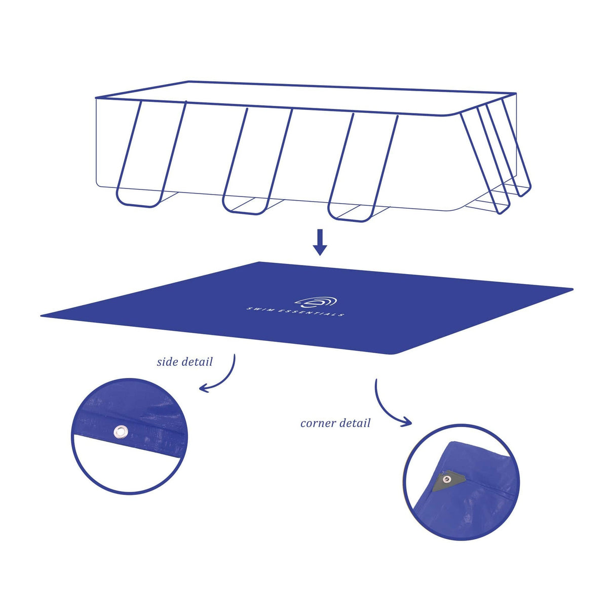 Élégance | Tapis de sol bleu foncé pour piscine 200x400 cm