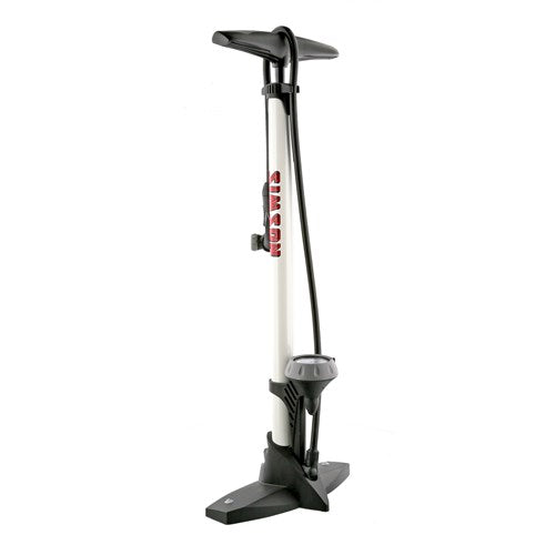 Pompe à vélo avec acier manomètre 61 cm blanc (020601)