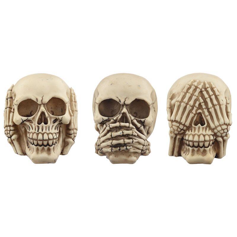 Ensemble de 3 crânes, entendre, voir, dire non, accessoire pour la maison