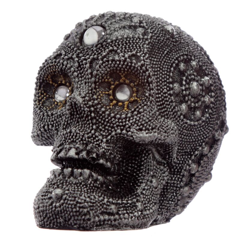Accessoire de maison petit crâne en perles argentées
