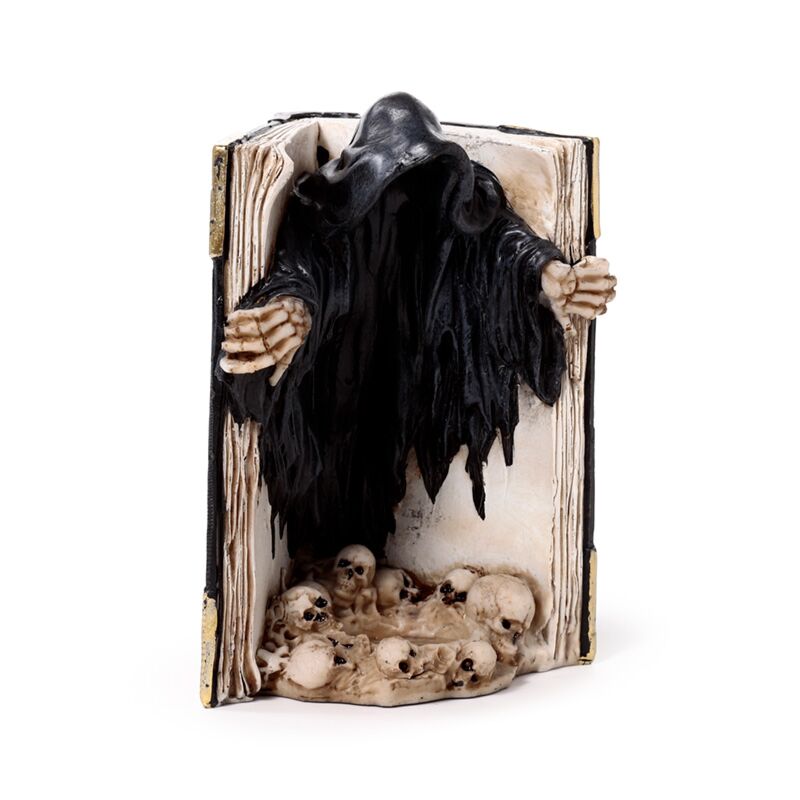 Le faucheur de la mort, livre de crânes, porte-bougie chauffe-plat