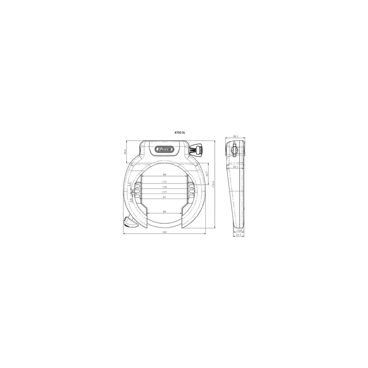 ABUS Frame Ringslot Amparo 4750xl R. Niveau de sécurité 9. Avec grande ouverture de roues
