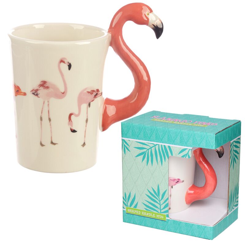 Mug en céramique avec anse en forme de flamant rose