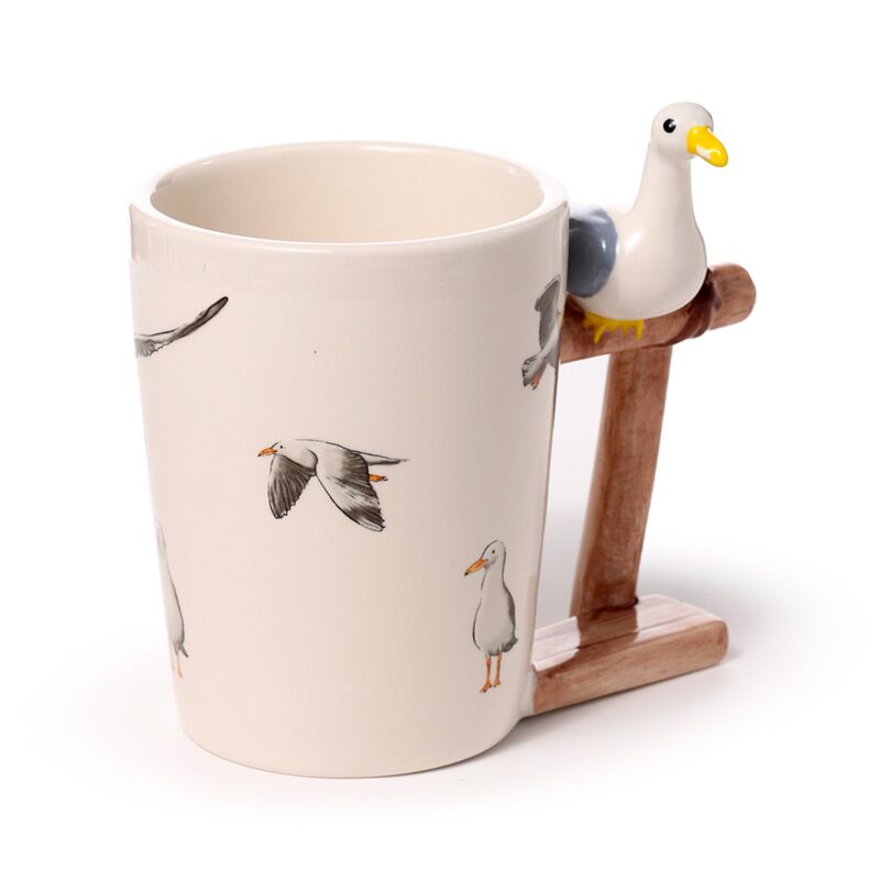Mug en céramique anse forme bouée mouette