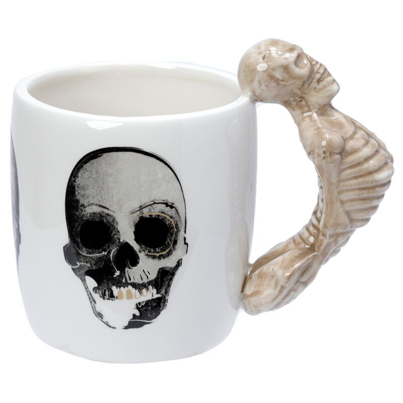 Mug en céramique avec anse en forme de squelette