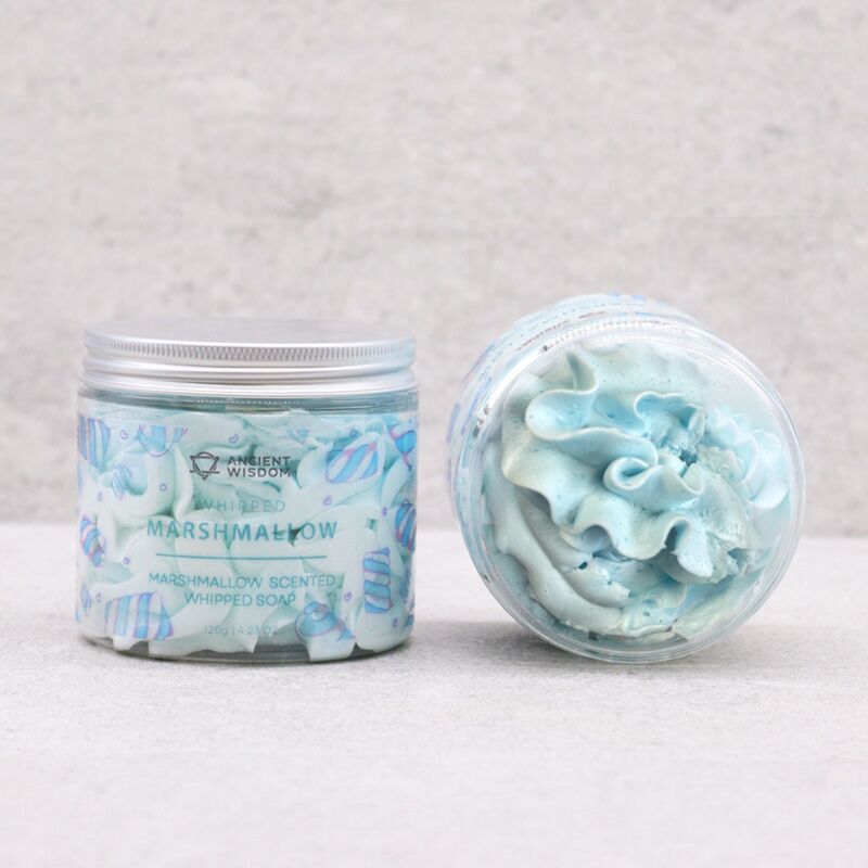Pot de guimauve avec nettoyant pour le corps au savon fouetté