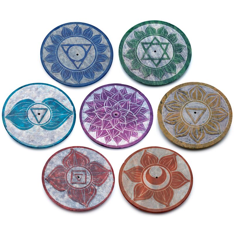 Porte-encens rond chakra en stéatite