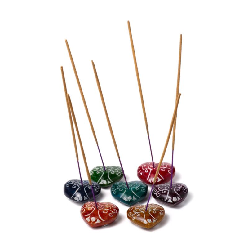 Porte bâtons d'encens chakra coeur arbre de vie en stéatite