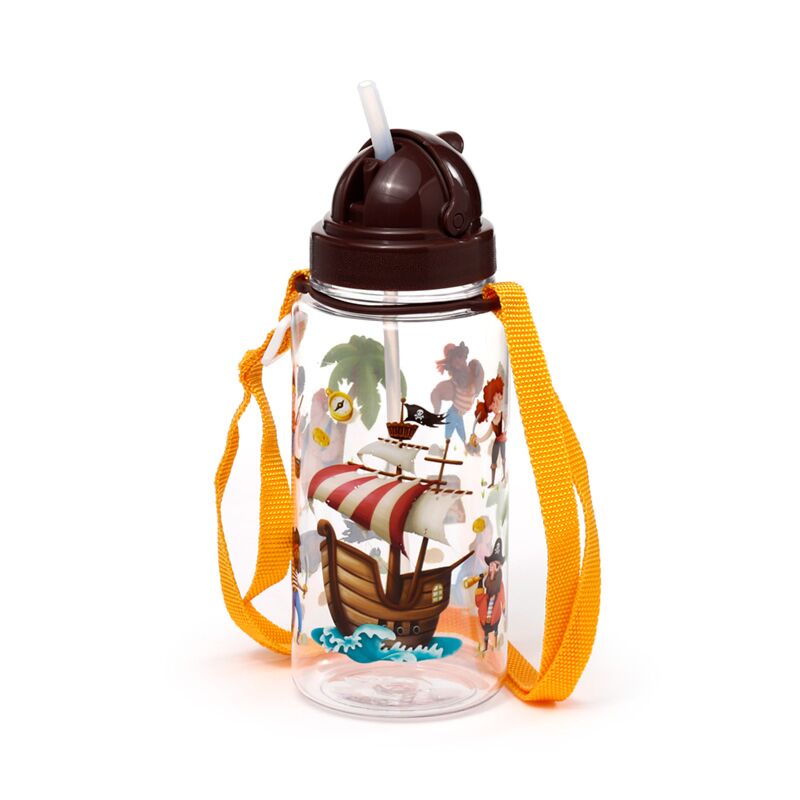 Gourde enfant Ecozen 450ml paille rabattable jolly rogers pirate