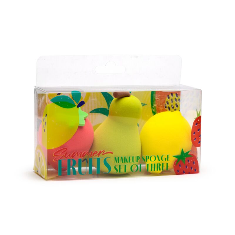Coffret fruits d'été composé de 3 éponges à maquillage
