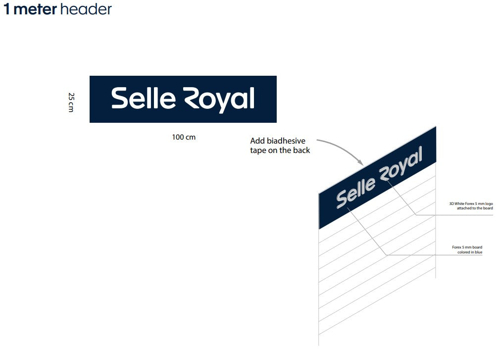 Enseigne d'étagère Selle royal 1 mètre avec logo