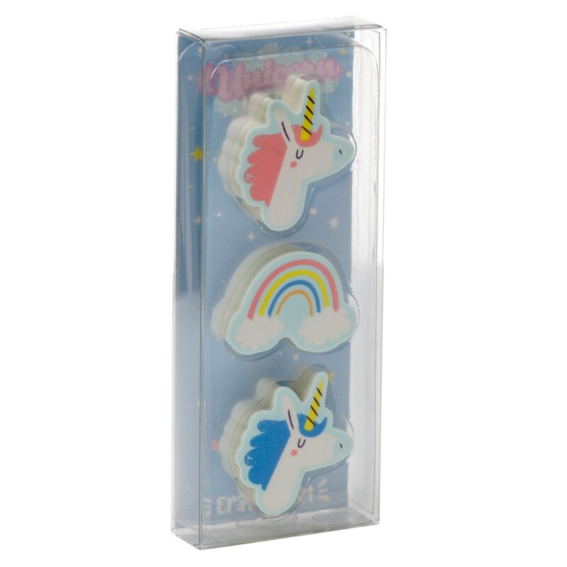 Lot de 3 gommes magiques licorne