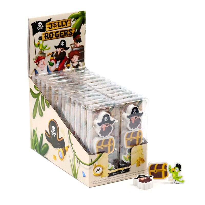 Lot de 3 gommes pirates Jolly Roger