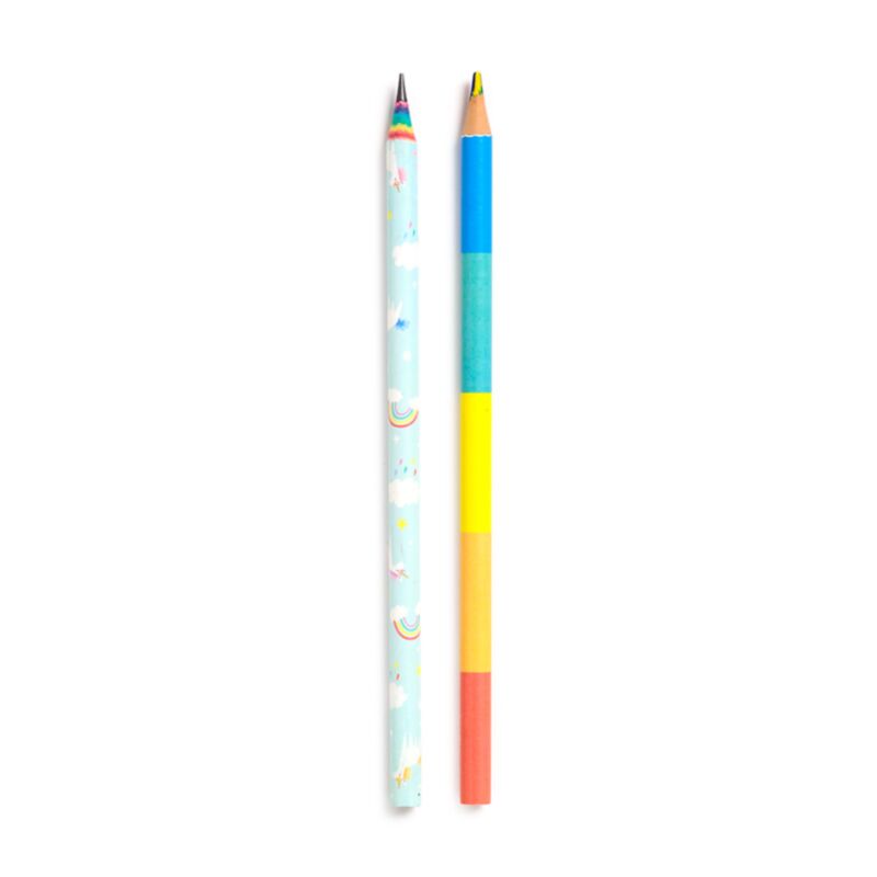 Ensemble magique licorne de 2 crayons arc-en-ciel