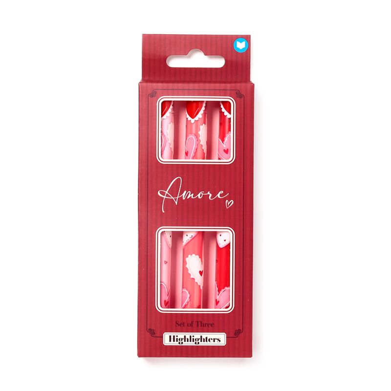 Lot de 3 surligneurs Amore Heart Pop Top