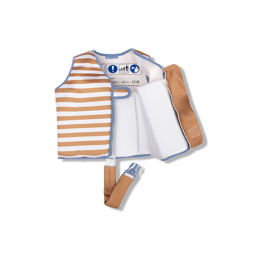 Lignes souples | gilet de sauvetage rayé marron blanc 3-6 ans