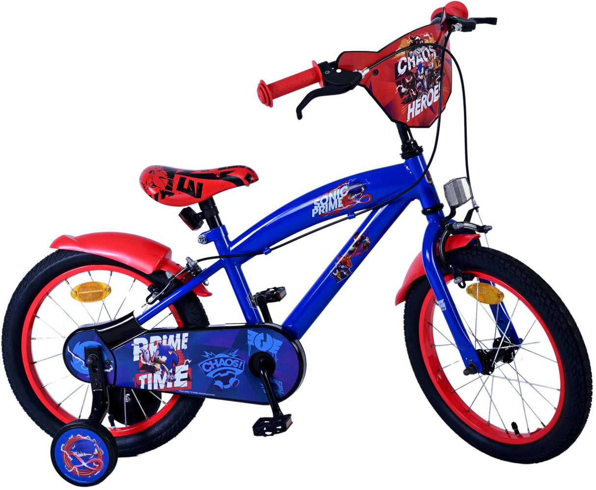 SONIC Prime Children's Bicycle - Boys - 16 pouces - Blue Red - Two Hand Brakes